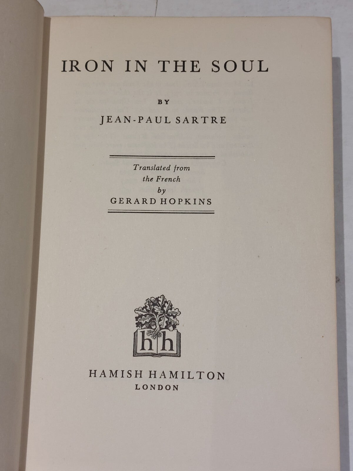 Iron In The Soul By Jeanpaul Sartre (1957) 1st Edition 4th Impression Hb Book4