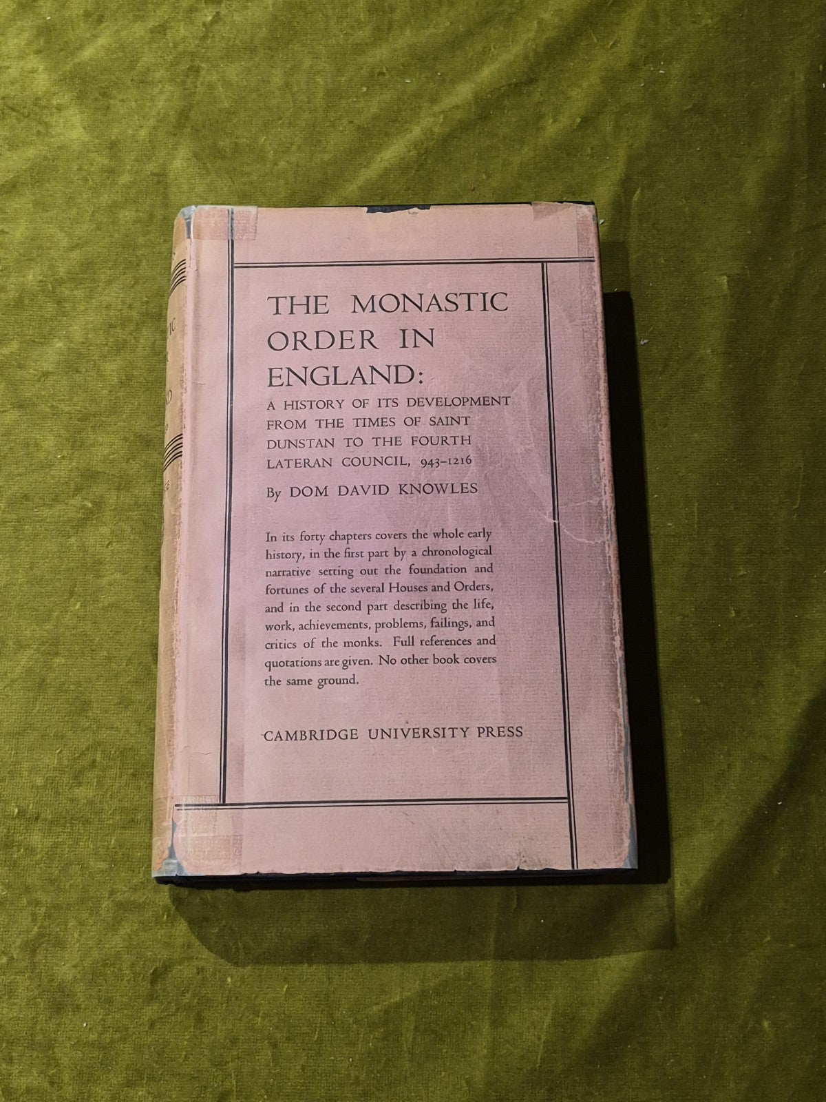 Monastic Order in England Dom David Knowles 1950 Hardback Book0