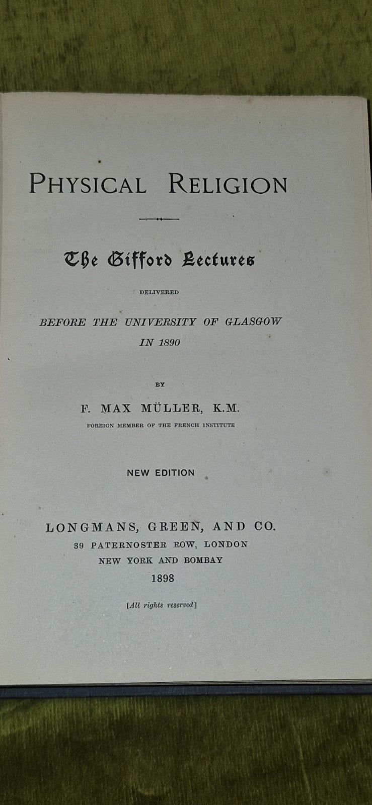 Physical Religion: The Gifford Lectures 1890 by Max Muller (1891 1st Edition)5