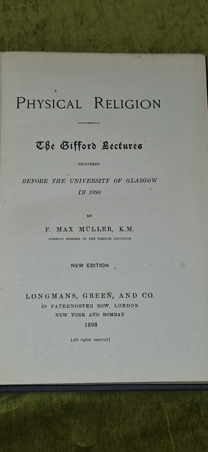 Physical Religion: The Gifford Lectures 1890 by Max Muller (1891 1st Edition)5