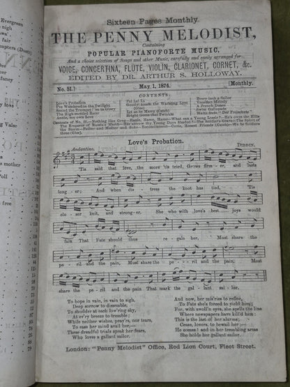 'The Penny Melodist' Collection Of Popular Songs & Instrumental Vol  7 8 9 1874 6