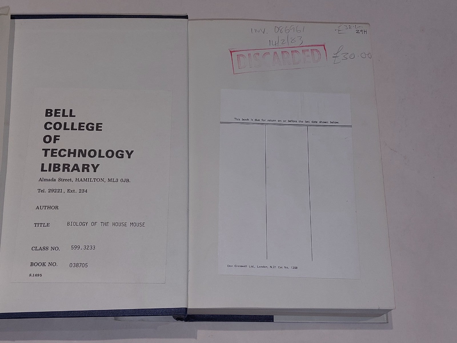 Biology Of The House Mouse By R. J. Berry (1981) Hb Book4