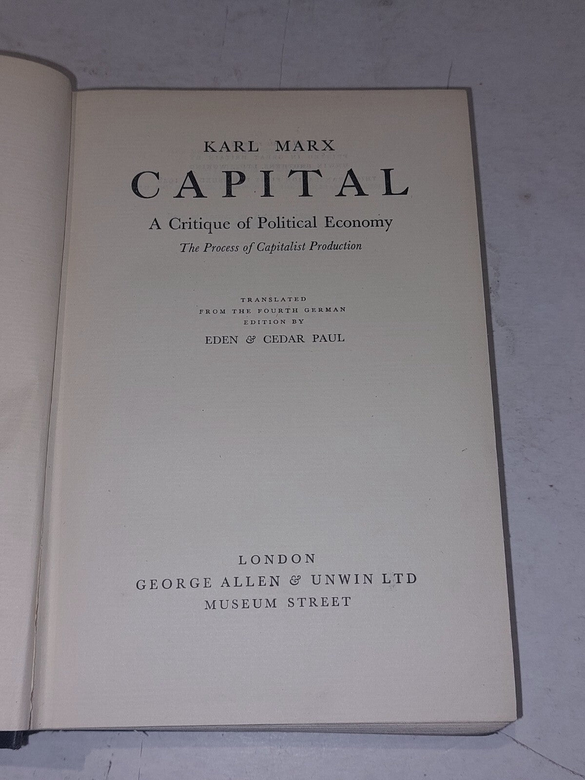 Marx Capital By Karl Marx [George Allen & Unwin] Hb Book2