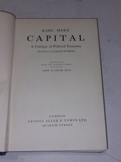 Marx Capital By Karl Marx [George Allen & Unwin] Hb Book2