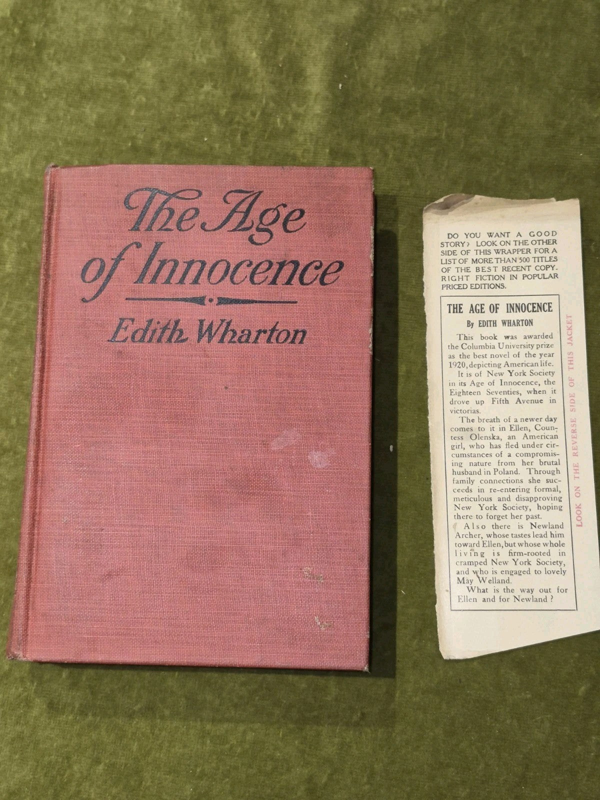 The Age of Innocence Edith Wharton Grosset & Dunlap Early Reprint 19204