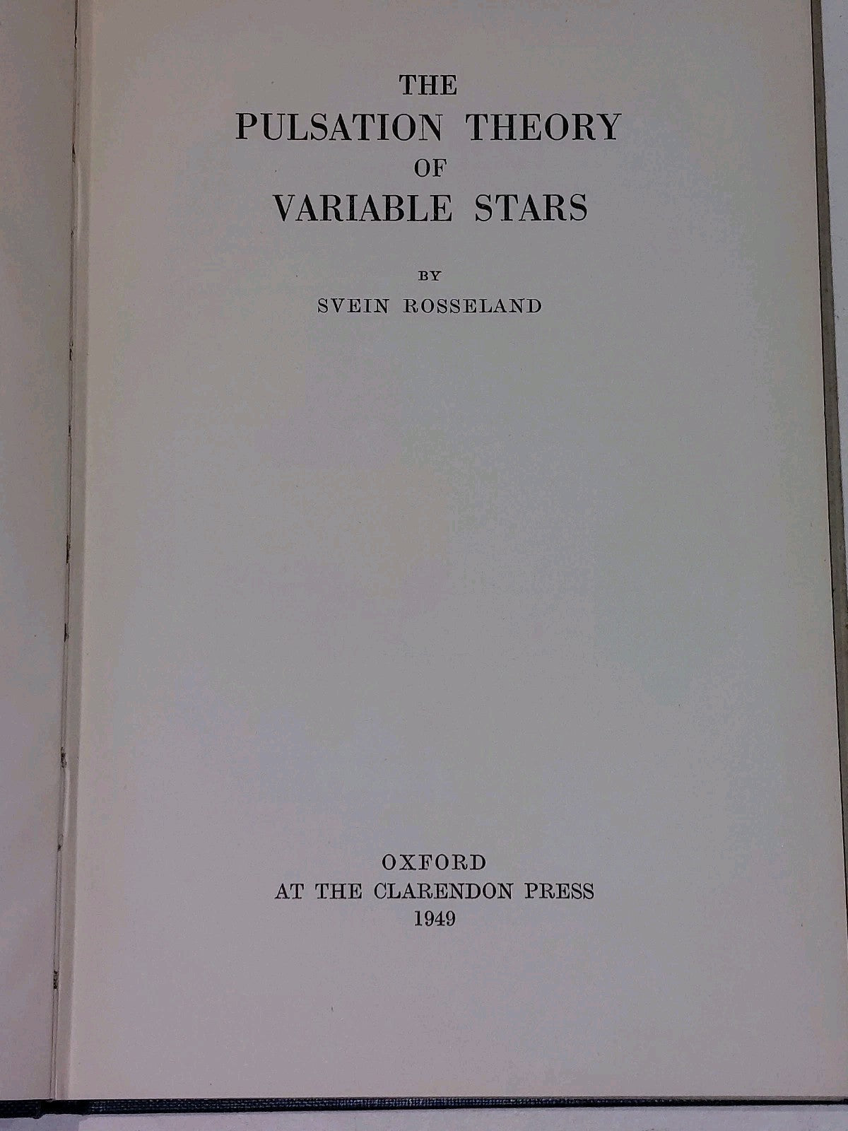 The Pulsation Theory Of Variable Stars by Svein Rosseland (1949)3