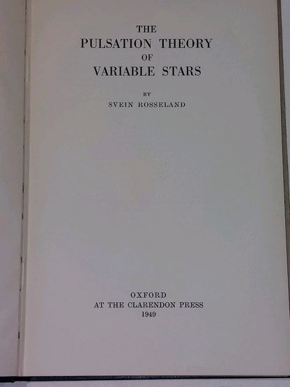The Pulsation Theory Of Variable Stars by Svein Rosseland (1949)3