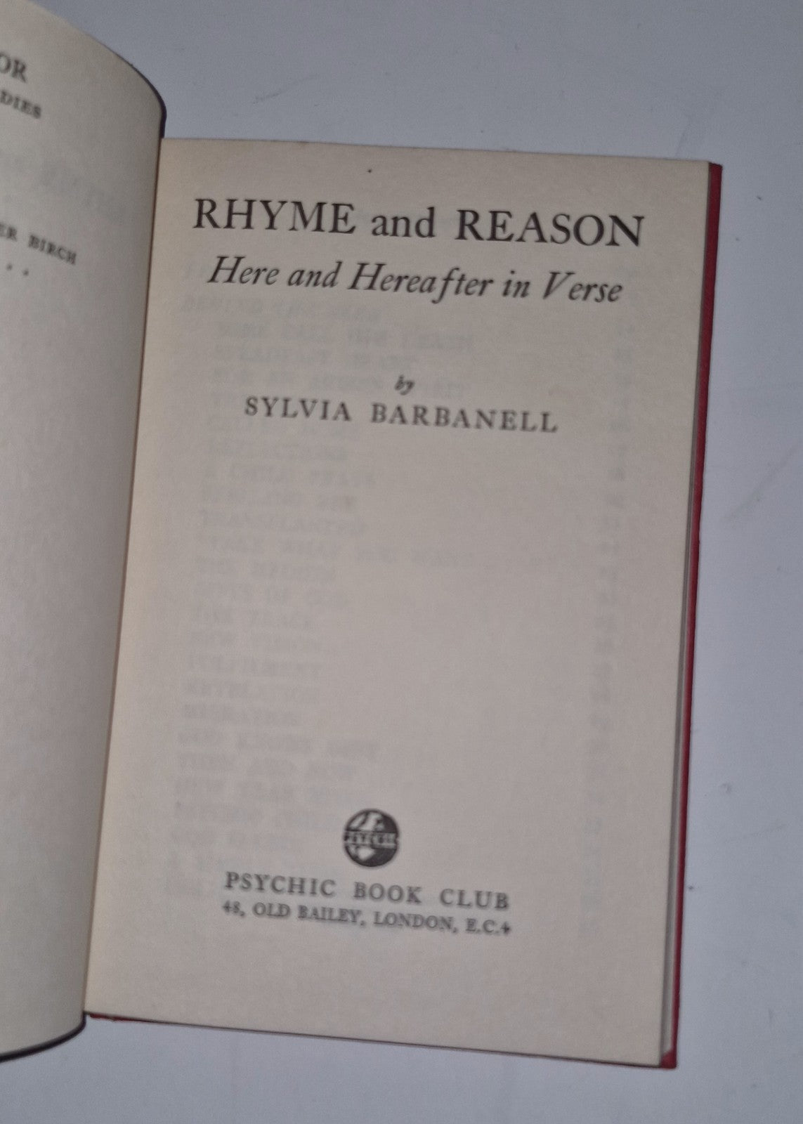 Rhyme And Reason Here Hereafter In Verse Barbanell Sylvia 1956 Psychic Book Club3