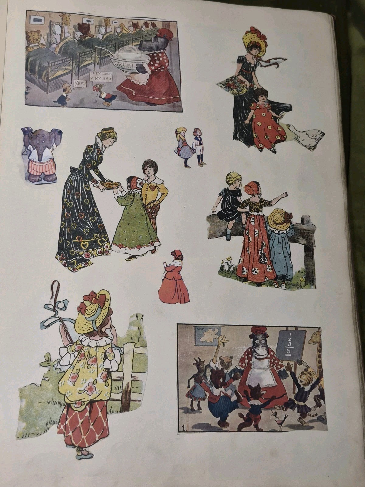 Edwardian Scrapbook Louis Wain & Fashion plates Full 80 pages  ephemera 16x11"12