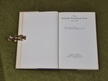 The Scottish Periodical Press 1750-1789 - Mary Elizabeth Craig 1931 1st HB DJ3