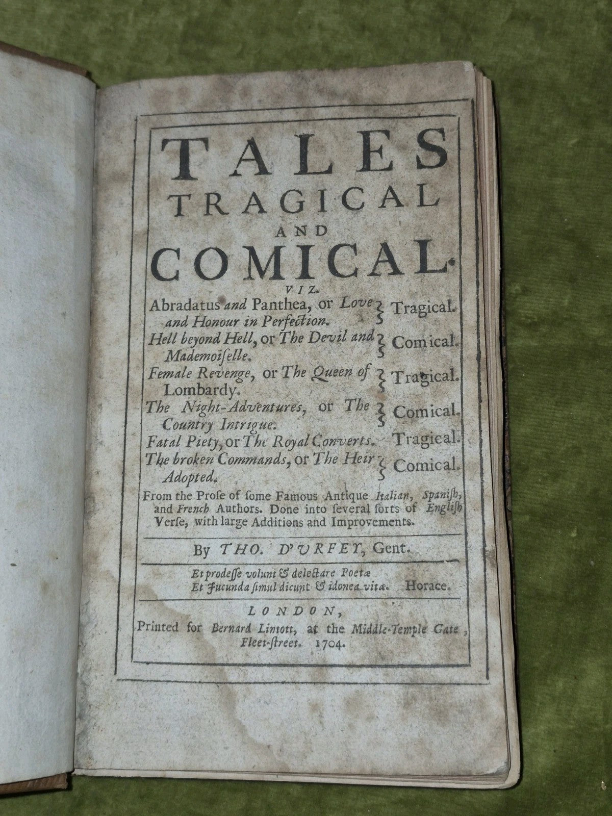 Tales Tragical and Comical (1704) Bernard Lintott Fleet Street8