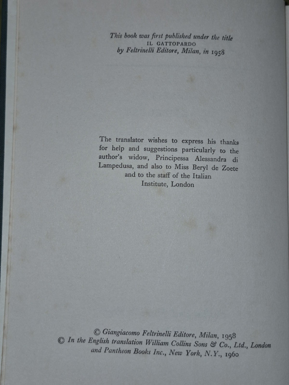 The Leopard Guiseppe Di Lampedusa First Edition 1960 Collins and Harvill5
