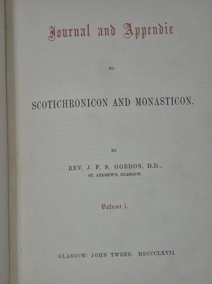 Scotichronicon Catholic Church in Scotland Journal and Appendix 1869 Gordon8
