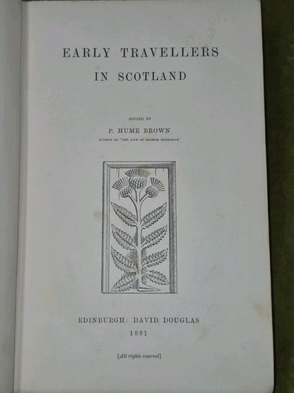 Early Travellers in Scotland Hume Brown David Douglas 18916