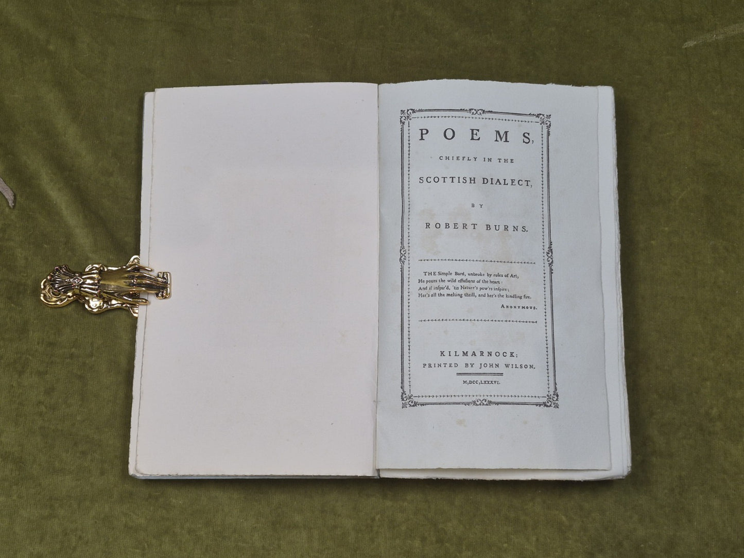 Facsimile of the 1786 Kilmarnock Edition of Burns Poems - R Gibson & Sons in Box9