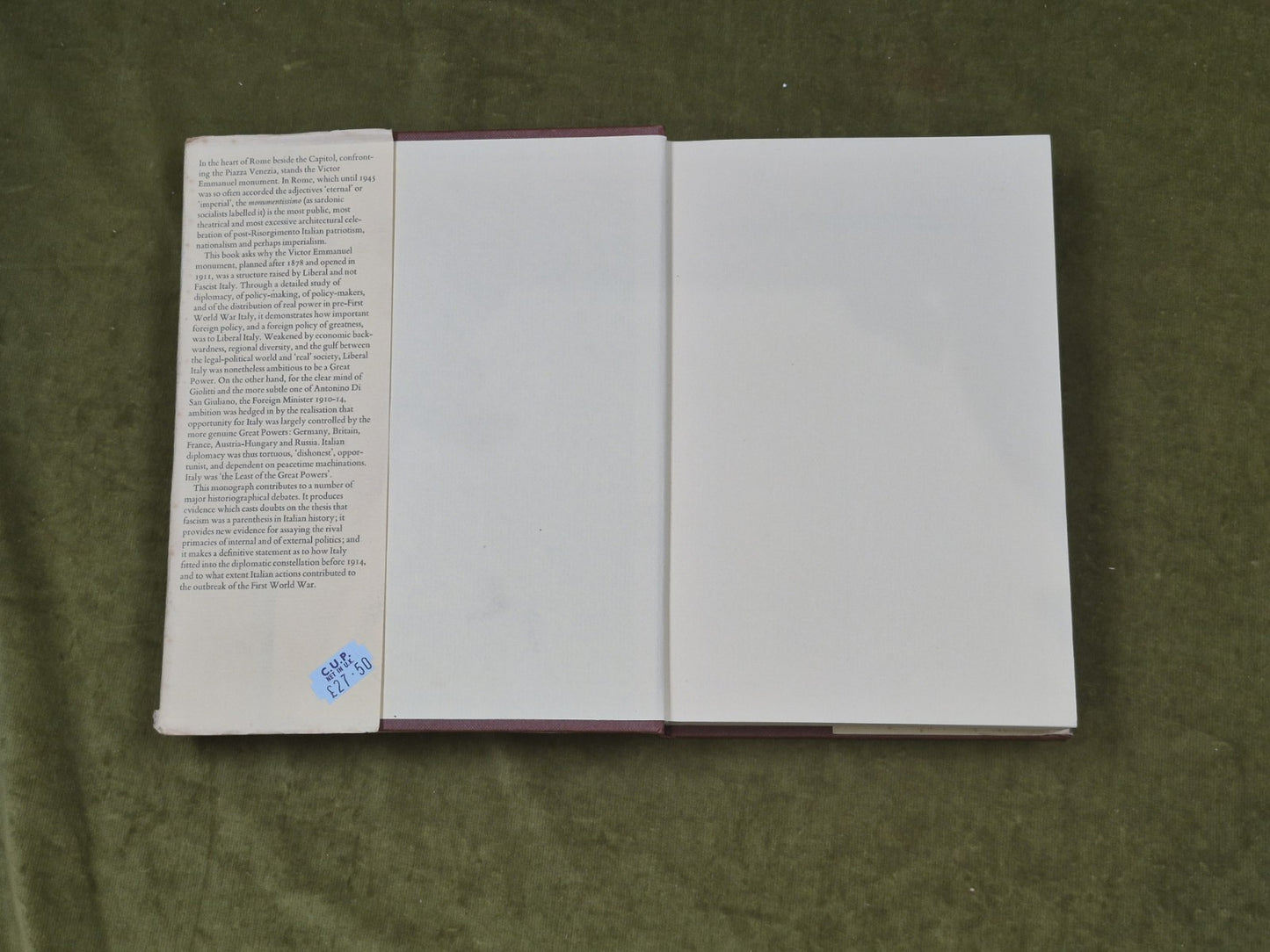 Italy the Least of the Great Powers - R J B Bosworth , Cambridge 1979 1st HB DJ3