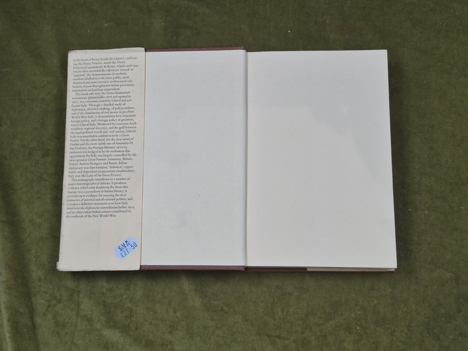 Italy the Least of the Great Powers - R J B Bosworth , Cambridge 1979 1st HB DJ3