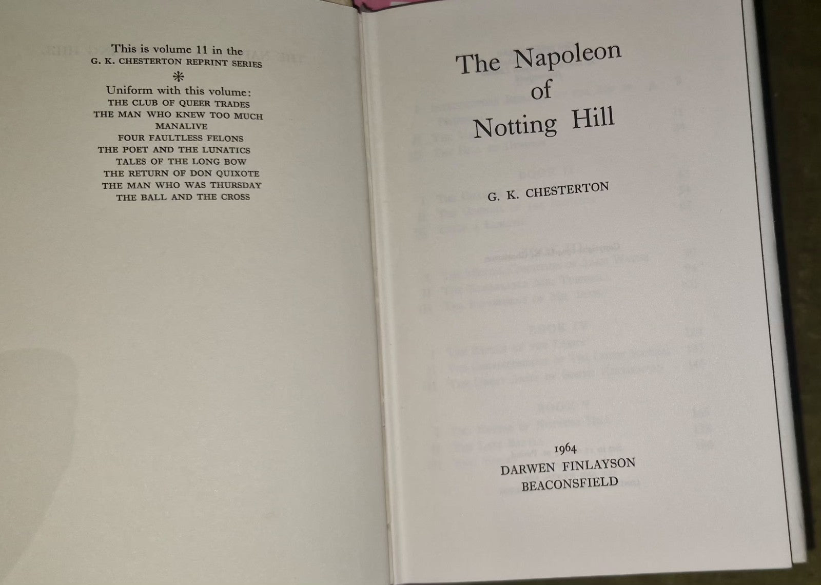 G K Chesterton - Reprint Series 1964 Darwen Finlayson - 11 Volumes HB / DJ 19