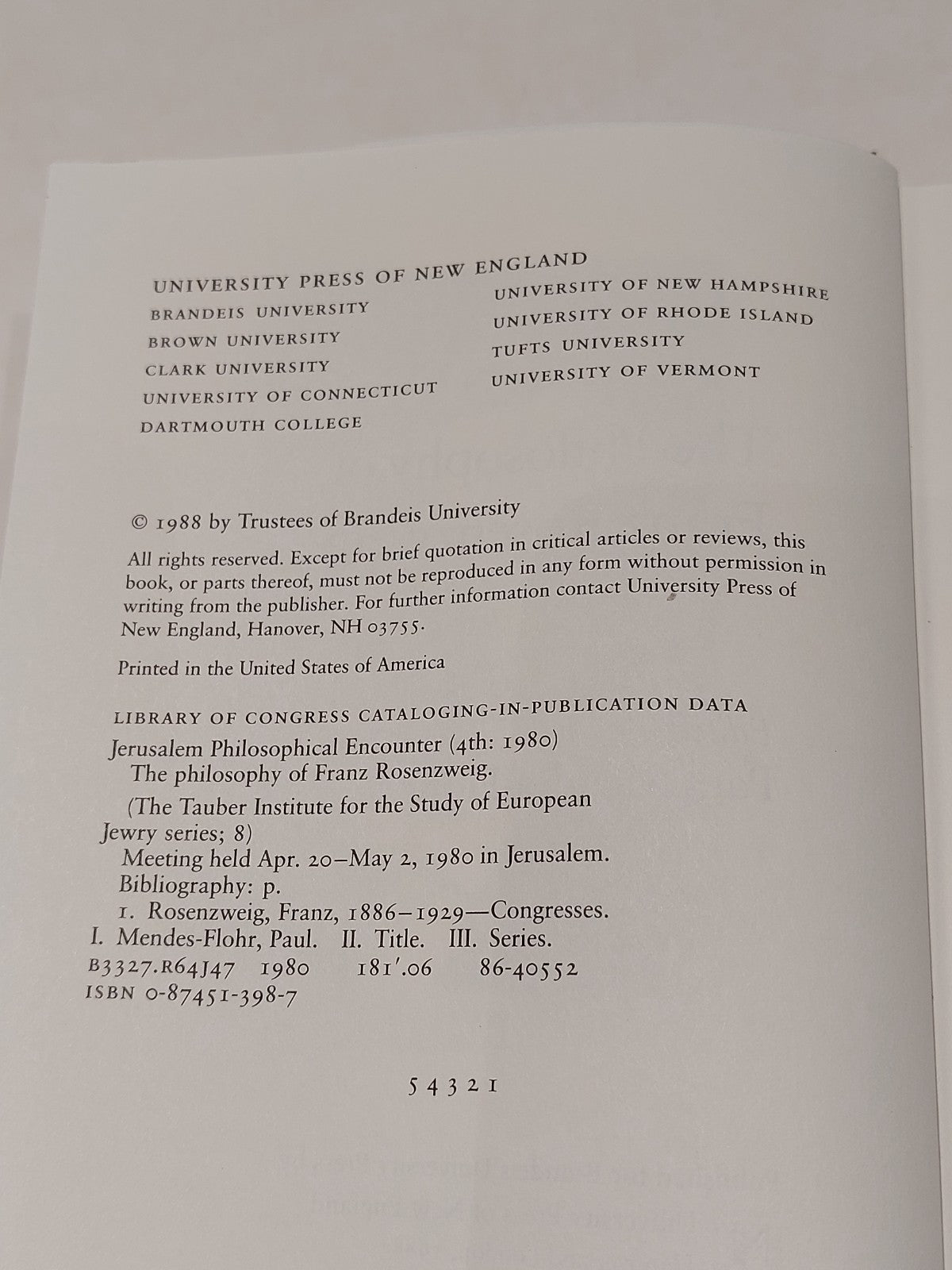 The Philosophy of Franz Rosenzweig By Paul Mendes-flohr (1988) Hb Book3