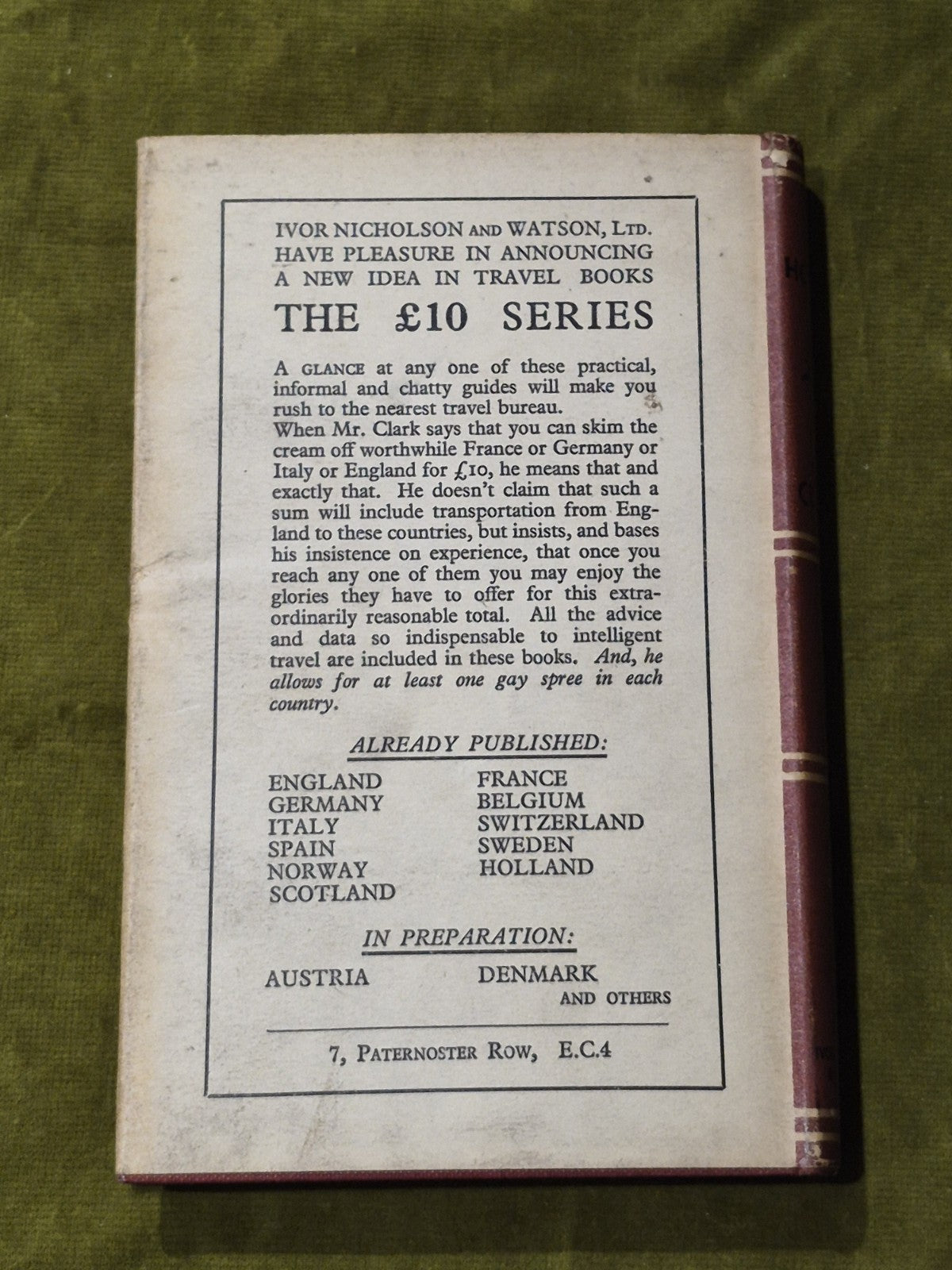Holland on Ten Pounds | Sydney A Clark 19361