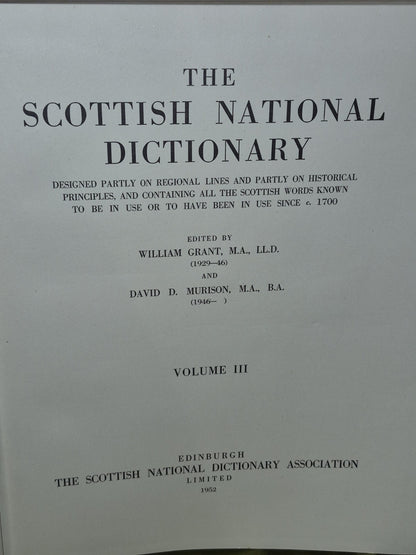 The Scottish National Dictionary (1941) William Grant Volumes 1-10 First Edition19
