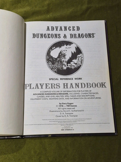 Advanced Dungeons And Dragons Players Handbook, 6th Printing 1980, Hardback2
