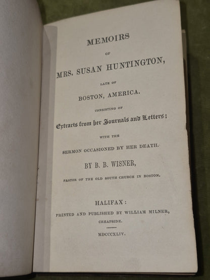 Memoirs of Mrs Susan Huntington, Late of Boston, America.  (1844)7