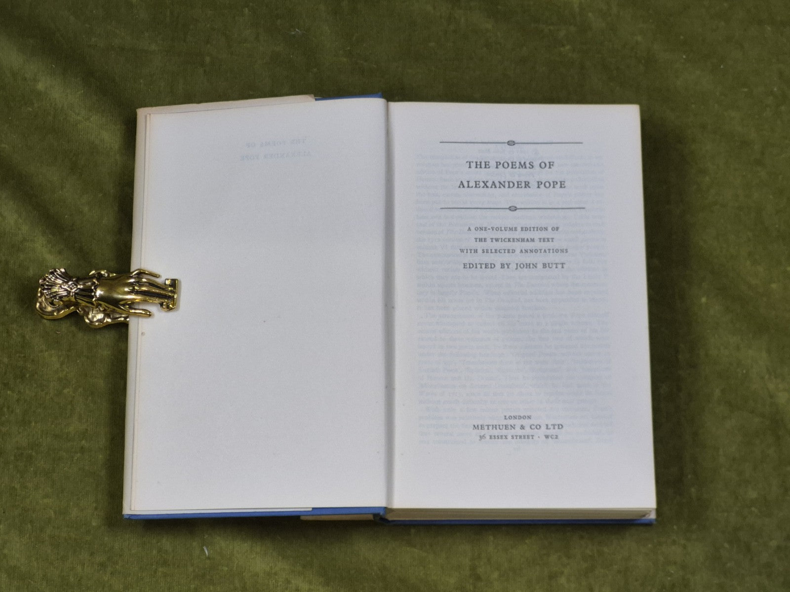 The Poems of Alexander Pope in 1 Volume - ed. John Butt, Methuen 1963 with DJ4