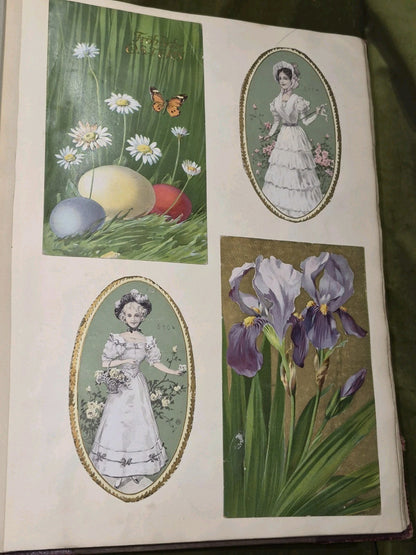 Edwardian Scrapbook Louis Wain & Fashion plates Full 80 pages  ephemera 16x11"9
