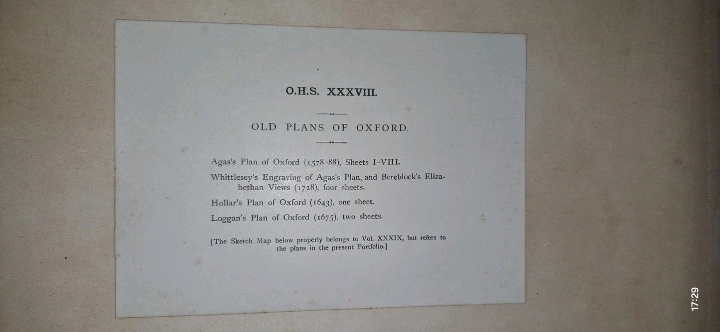 Oxford Historical Society 1899 Old Plans of Oxford Agas Whittlesey Hollar Loggan9