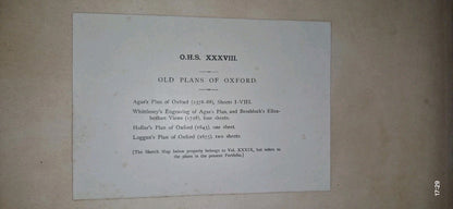 Oxford Historical Society 1899 Old Plans of Oxford Agas Whittlesey Hollar Loggan9