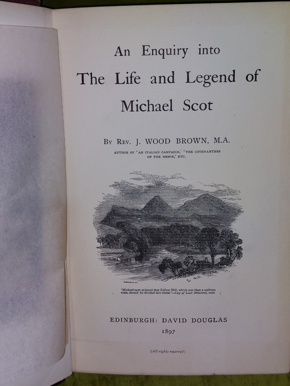 An Enquiry Into The Life And Legend Of Michael Scot (1897) James W. Brown Hb6