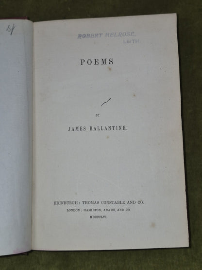 Poems by James Ballantine 1856 First Edition Thomas Constable6