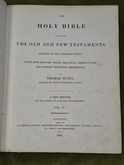 Thomas Scott's Bible Commentary Old and New Testaments 1826 Seeley 6 Volume Set10