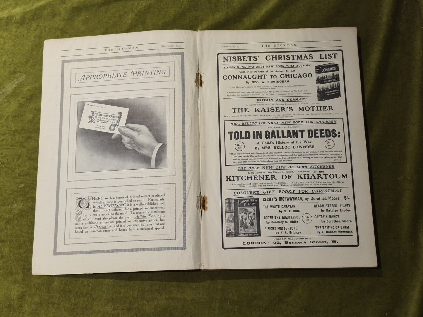 The Bookman Christmas Double Number 1914 - Hodder & Stoughton original PB4