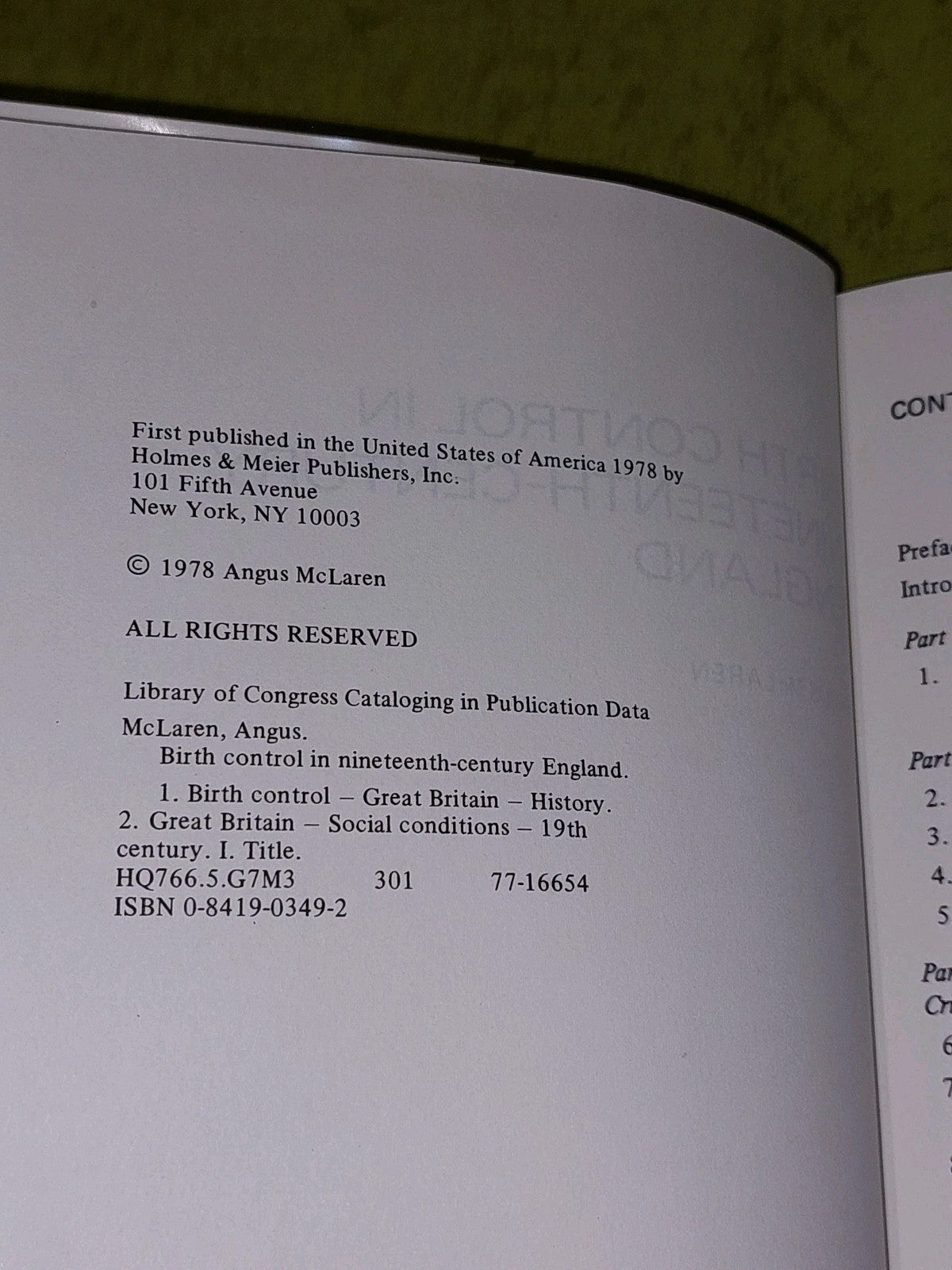 Birth Control in Nineteenth-Century England Angus McLaren (1976)4