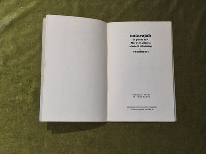 Natarajah : A Poem for T S Eliot's 60th Birthday by Tambimuttu 1948 PB3
