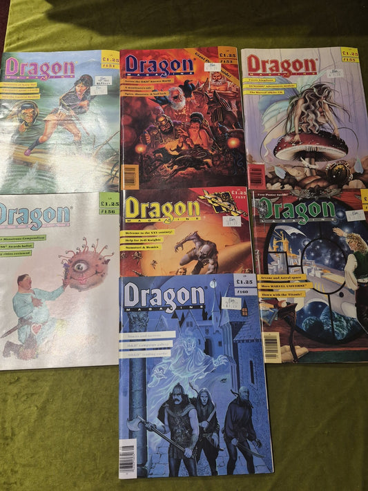 Lot Of 7 Dragon Magazines: Issues 151, 153, 155, 156, 157,  159, 1600