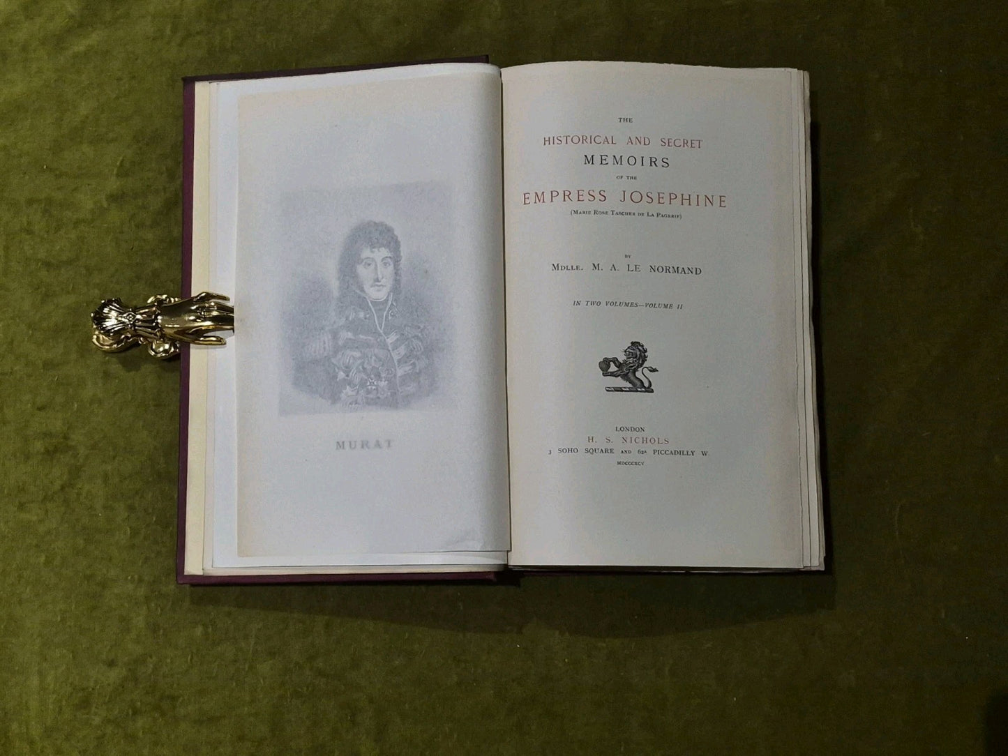 HISTORICAL AND SECRET MEMOIRS OF THE EMPRESS JOSEPHINE in 2 vols - 1895 HB5