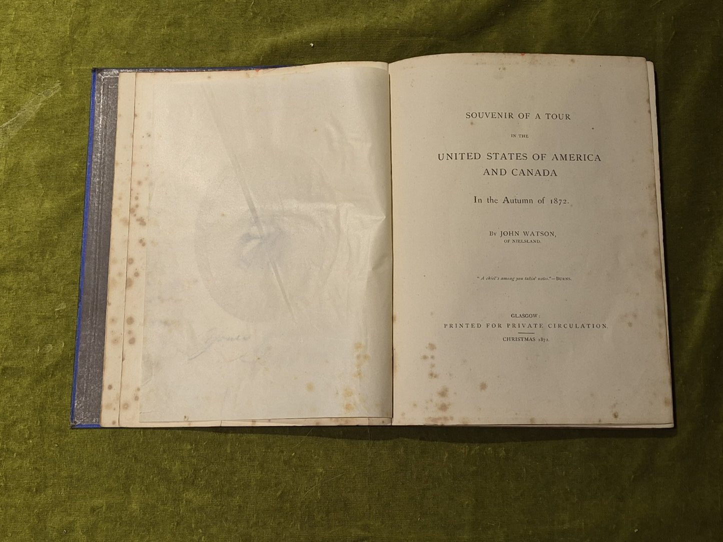 John Watson Souvenir of a tour Egypt Palestine Syria America Canada 1872 Signed7