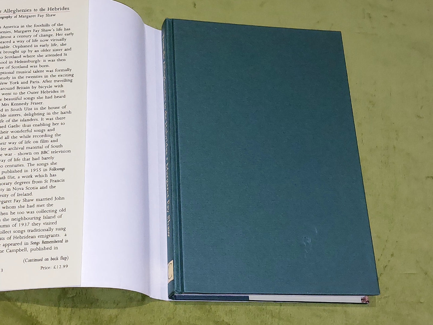 From the Alleghenies to the Hebrides Shaw, Margaret Fay 1993 1st Ed Hardback2