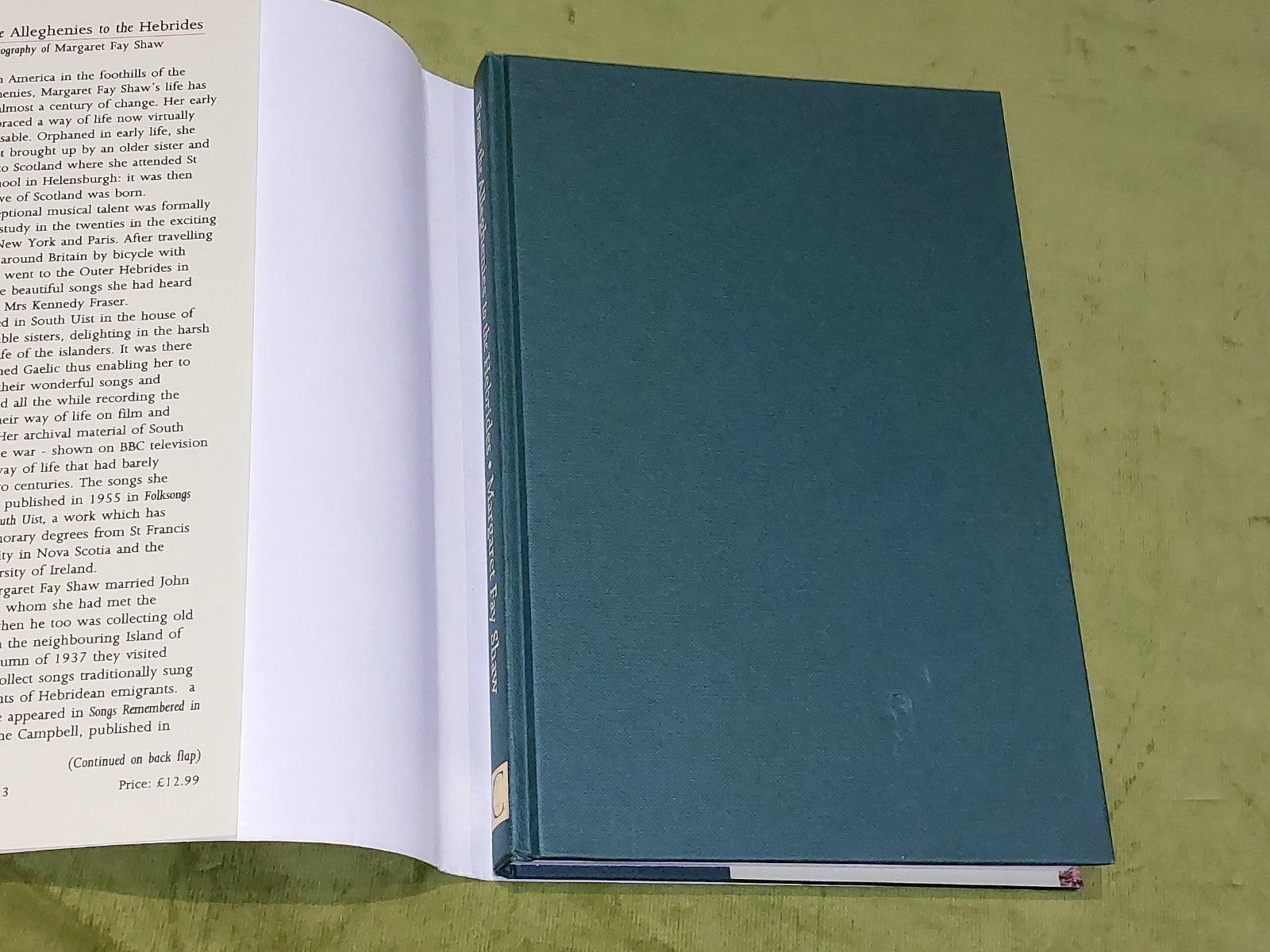 From the Alleghenies to the Hebrides Shaw, Margaret Fay 1993 1st Ed Hardback2