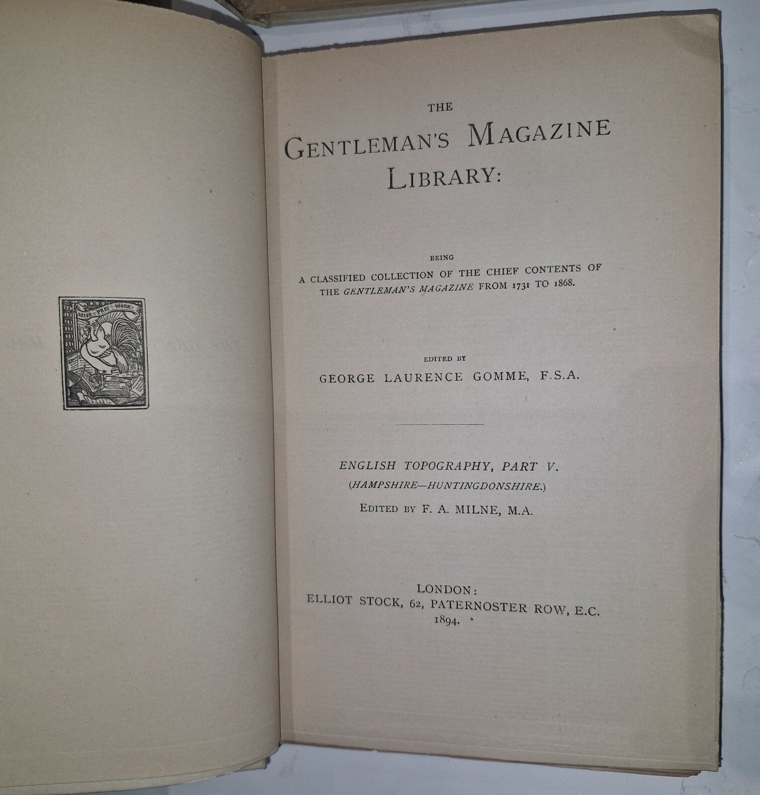 The Gentleman's Magazine Library: English Topography Volumes 1,3,4,5. Gomme 18919