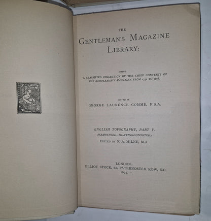 The Gentleman's Magazine Library: English Topography Volumes 1,3,4,5. Gomme 18919