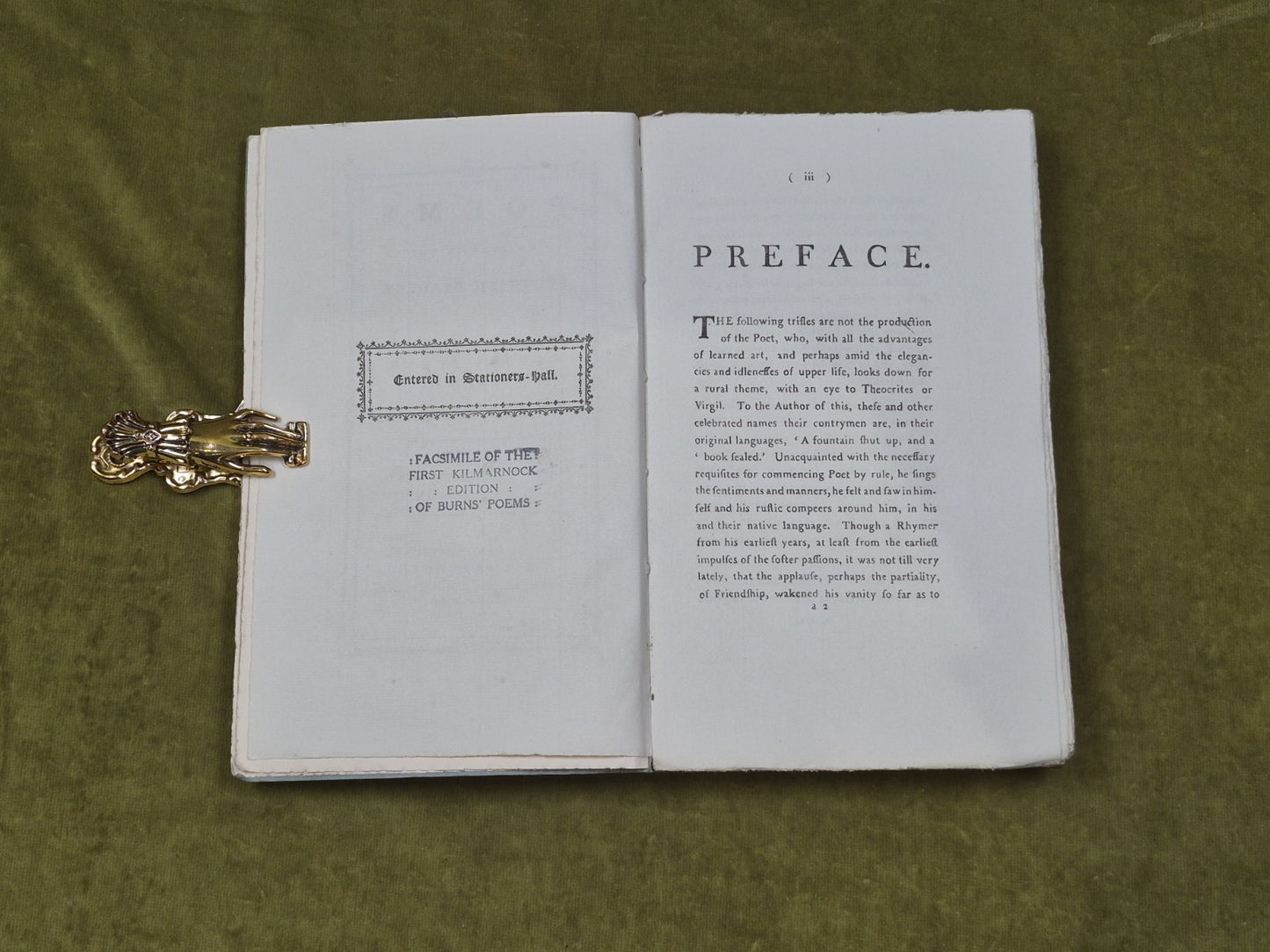 Facsimile of the 1786 Kilmarnock Edition of Burns Poems - R Gibson & Sons in Box10
