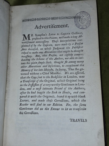 The Works of Jonathan Swift (1735) Vols. 1 and 3 GULLIVER'S TRAVELS Faulkner20