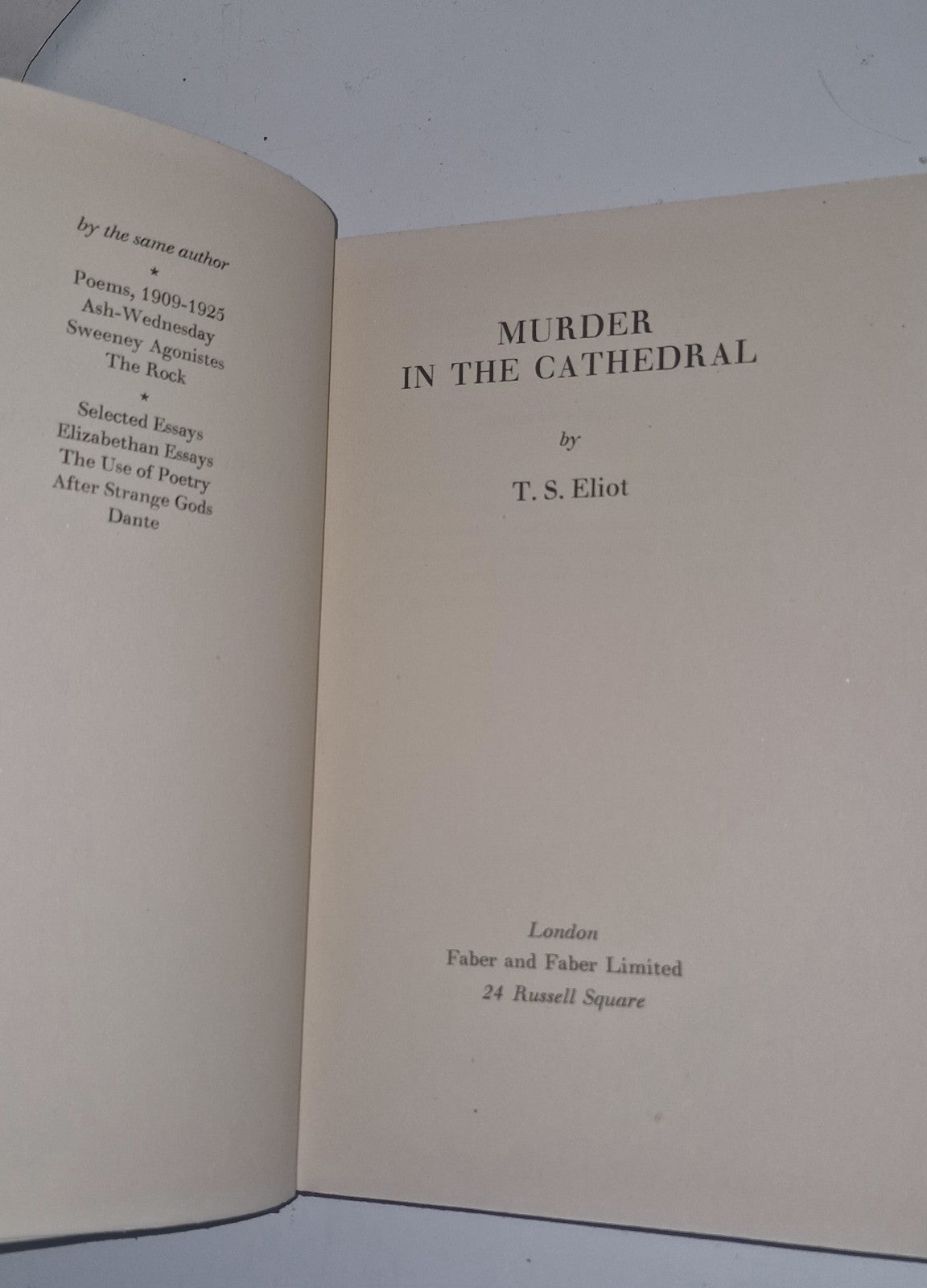 Murder in the Cathedral  T.S. Eliot  First UK edition / First printing 19352