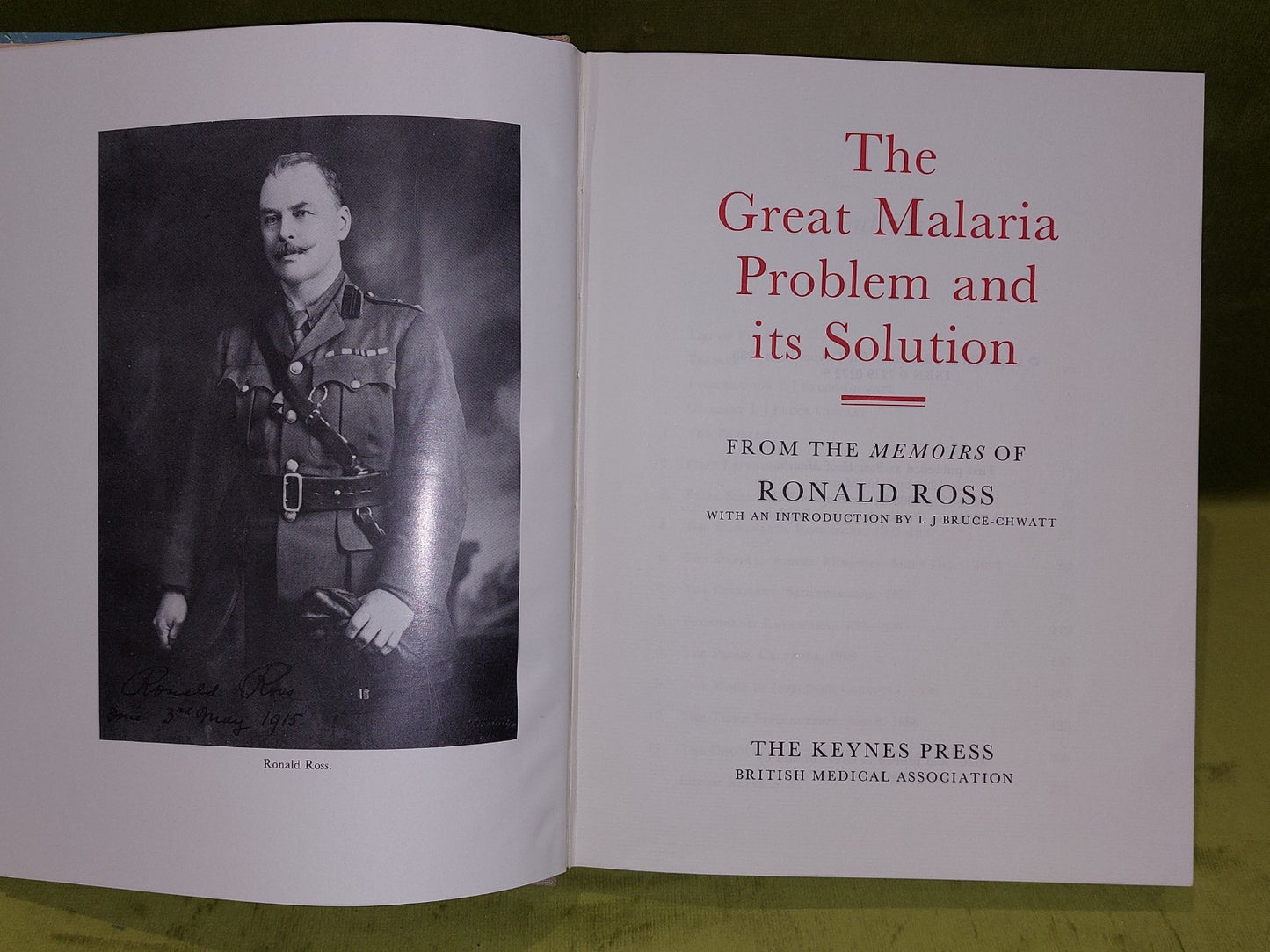 The Great Malaria Problem and its Solution by Ronald Ross (1988)4