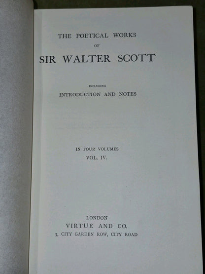 Poetical Works of Sir Walter Scott Complete Set 4 Volumes (Virtue and Co) c.19108
