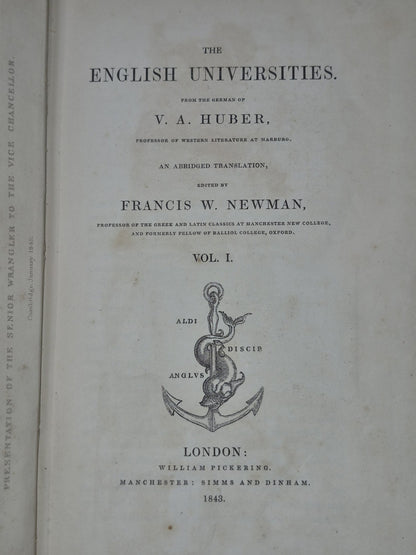 The English Universities Huber 3 Vols 1843 Francis Newman Complete Set6